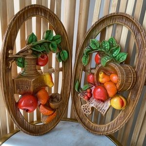 70s retro style vintage 1975 resin fruit kitchen art